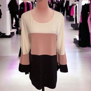 ALFANI NWT TOP BLOUSE LARGE RUFFLE SLEEVES CITRON MIX THREE COLORS POTTERY CLAY